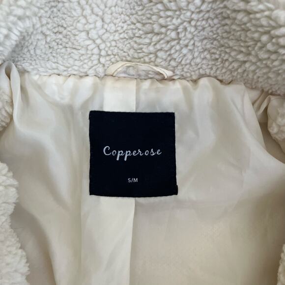 Copperose /Nasty Gal/ S-M Teddy Faux-Sherpa Aviator Jacket W Contrast Piping - Picture 7 of 16